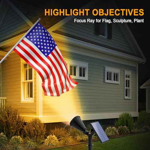 WELALO Solar Spot Lights Outdoor Waterproof for Flag, [8 Pack/4 Modes] Landscape Spotlights 180¡Æ Adjustable Solar Powered Lights for Walkway Pathway Tree Yard Garden Wall Driveway Statue Warm White