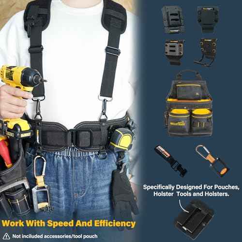 MELOTOUGH Padded Tool Belt,Electrician Tool Belt,Work Belt for Men,Quick Release,Thick Confortable Foam Padding,Military-Inspired Dual-Layer Construction?,More Safe,Adjustable Waist 30''-43''(SM)?