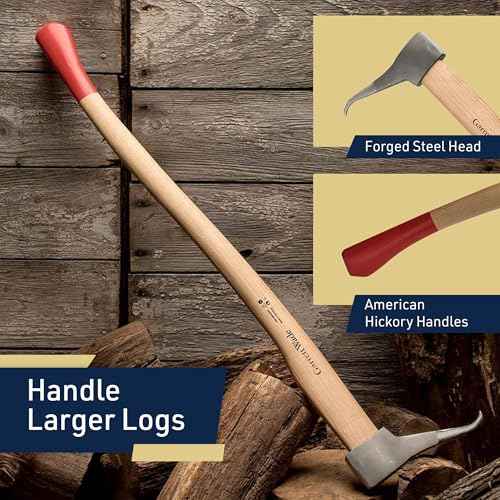 Pickaroon Logging Tool - 31.2¡± Log Grabber with Hickory Wood Handle - Hookaroon with Pick for Dragging or Stacking Logs - Log Roller Tool - Forestry Tools by Kings County Tools