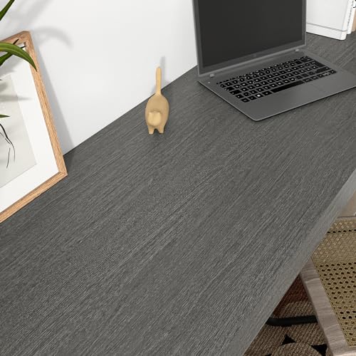 WESTICK Grey Wood Contact Paper for Countertops Waterproof Wooden Wallpaper Peel and Stick Vintage Dark Wood Grain Contact Paper for Cabinets End Table DIY Self Adhesive Wooden Vinyl Wrap 80"x15.8"