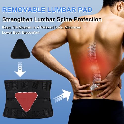 Back Brace Support Belt For Men & Women, Lumbar Support Belt Relief for Upper and Lower Back Pain , Sedentariness ,Sciatica，Scoliosis and Herniated Disc -Adjustable Breathable Back Brace Suitable For Home, Fitness, Driving, Work,Travel-Black(Medium)