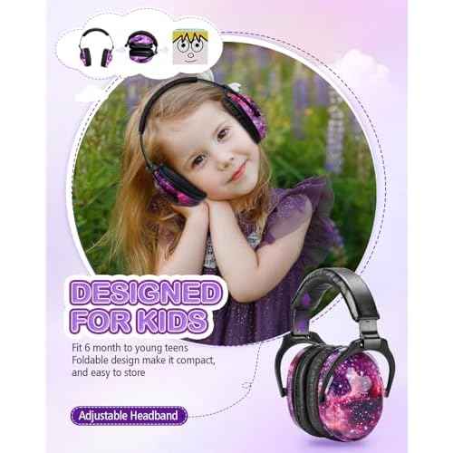 ZOHAN Kids Ear Protection 2 Pack, Hearing Protection Safety Ear Muffs for Children Have Sensory Issues, Adjustable Noise Reduction Earmuffs for Concerts, Fireworks(Nebula&Rap)