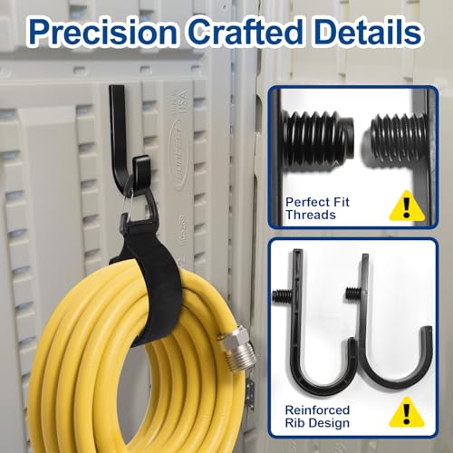 Shed Accessories for Suncast | Heavy Duty ABS Storage Shed Hooks | J&U Shape Tool Hooks Compatible with Craftsman&Suncast Storage Shed