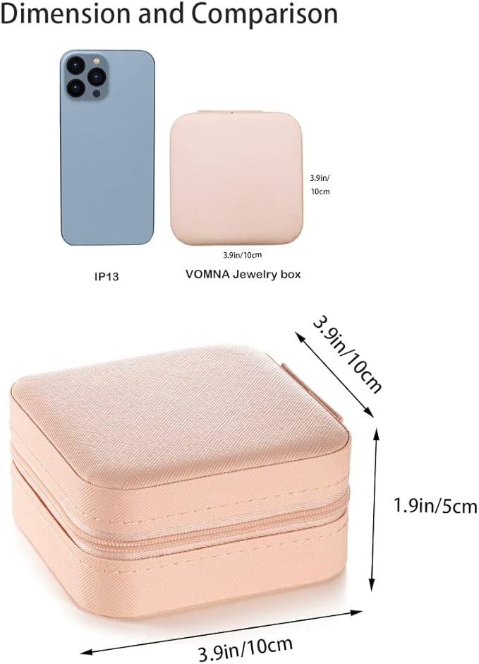 5pack/PU Leather Travel Jewelry Case, Mini Jewelry Box, Small Jewelry Organizer Portable Display Jewelry Storage Case for Rings Earrings Necklace Bracelet Bangle, for Girls Women (Pink)