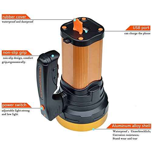Heavy Duty Flashlight ? Bright Rechargeable Searchlight with 2 Modes ? Led Spotlight Handle ? Easy to Use ? Built-in Rechargeable Battery