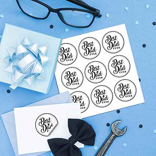 Mobiusea Creation Fathers Day Stickers | 90-Pack for Fathers Day Card | 1.4 inch | Happy Fathers Day Stickers | Black and White Best Dad Ever Labels
