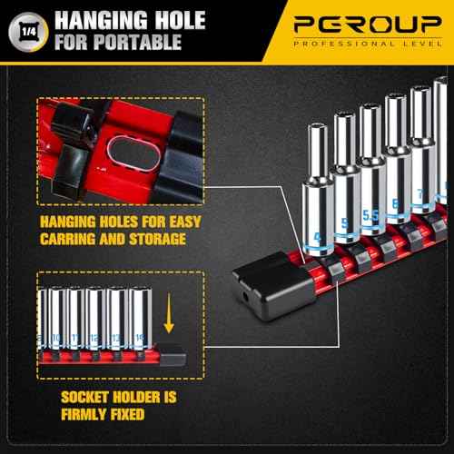 1/4" Drive Deep Socket Set, 12PCS Metric Socket Set (4-14mm), 12-Point Design, Blue Embossed Marking, Equipped with Storage Holder, Chrome Vanadium Steel