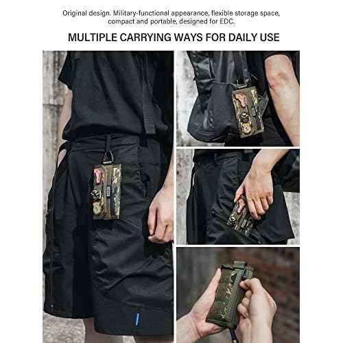 TACTICAL GEEK Storage A2 M EDC Pouch Organizer, Nylon Coin Purse, Multi-Purpose Storage Pocket, Multitools Small Pocket Organizer for Men, Compact Gadget Pouch for Daily Carry Camouflage