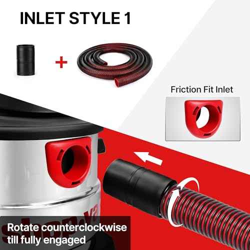 Shop-Vac Premium Universal Hose Plastic 12'X 1-7/8", Replacement Hose Compatible with Rigid, Dewalt, Husky, Craftsman, Bauer, Masterforce Vacuum Cleaners