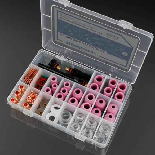80pcs TIG Welding Accessories, Alumina Ceramic Nozzle & Glass Cups, Stubby Gas Lens, Collet Body, for WP-17/18/26 Torch Kit