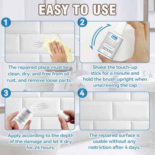 Tub and Tile Touch Up Paint, High-Gloss White Paint, Quick-Dry Repair Solution for Scratches and Chips on Bathtubs, Tiles, Sinks, Toilets, Porcelain, Enamel, Acrylic, and Cast Iron Surfaces