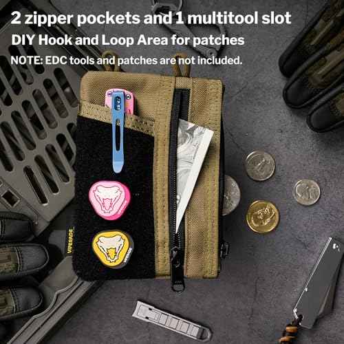 VIPERADE VE18 EDC Pouch, Pocket Organizer for Men, EDC Pocket Organizer, 3 Slots with 2 Zipper Pockets, Multitool Pouch