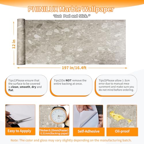 Marble Contact Paper for Countertops Cover - 12"x197" Matte Beige Peel and Stick Terrazzo Wallpaper - Removable Self Adhesive Thick Granite Vinyl Film Roll