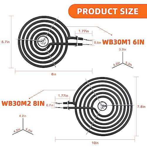 Black Burner Drip Pans WB31M19(8¡±) WB31M20(6¡±) Electric Stove Burner Replacement WB30M1(6") WB30M2(8")&WB17T10006 Terminal Block Compatible for G-E Hot-point Ken-more by MIFLUS