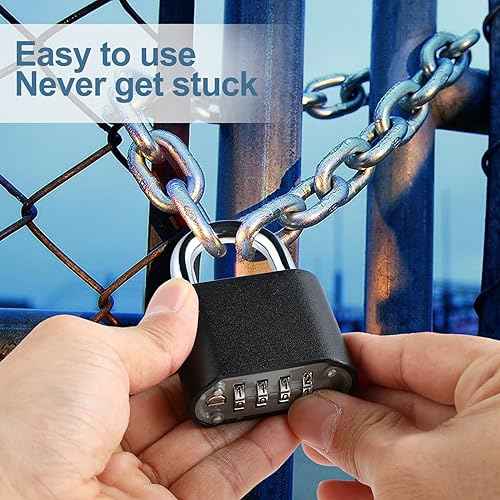 DELSWIN Heavy-Duty Combination Padlock Locker Lock - 4 Digit Combination Lock with Hardened Steel Shackle, Weatherproof Combo Lock for Outdoor, School Gym Locker, Fence, Shed, Gate, Trailer (4 Pack)