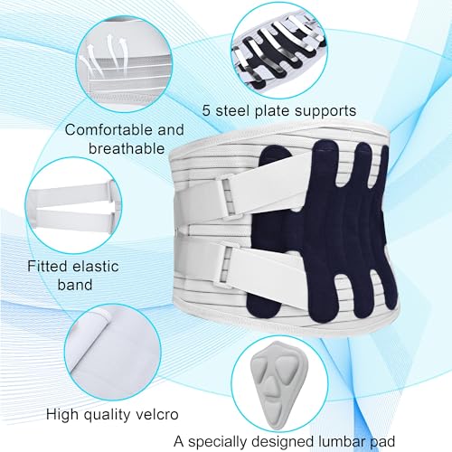 Back Brace for Lower Back Pain Women Men, Adjustable Lumbar Support Brace with Bionic Support System, Breathable Lower Back Brace for Work and Daily Use (Gray, X-Large)