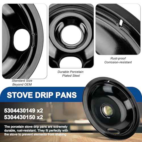 Electric Stove Burner Coil Elements MP15YA MP21YA and 5304430150 5304430149 Porcelain Black Drip Pans Replacement for ken-more fri-gidaire Electric Stove Burners for Electric Stove Top by Fetechmate