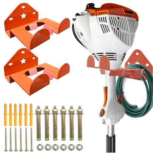 Garage Organizer Weedeater Hanger, Garage Storage Trimmer Rack Shed Organizer Garden Power Tool Hanger for Grass Trimmer, Hedge Trimmer, Garage Wall, Weed Eater, Garden Tools