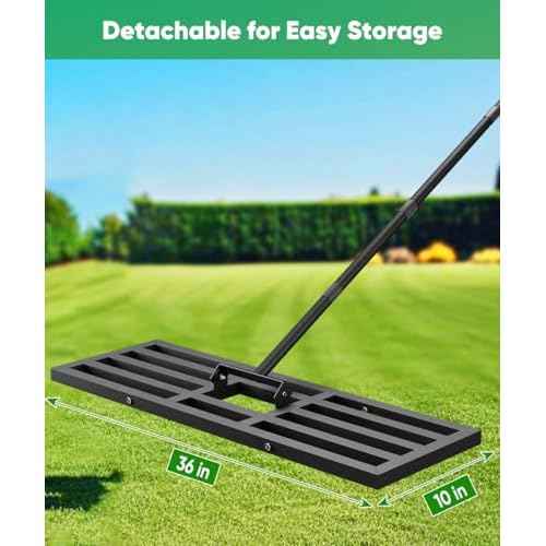 36x10 inch Lawn Leveling Rake, Upgraded Lawn Leveler Tool Heavy Duty Reinforced Connection, Garden Rake with Adjustable Long Handle, Ground Leveler for Yard Smoothing Soil Grass Dirt Sand