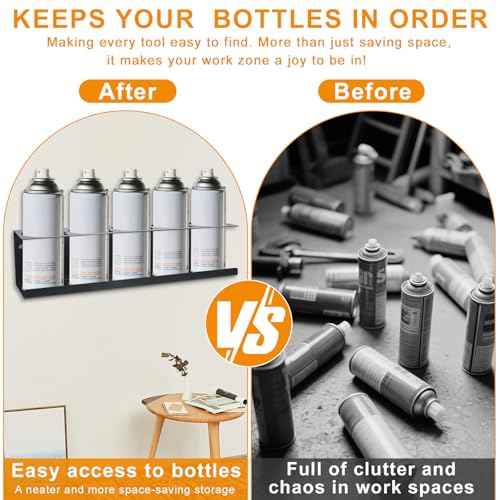 Aerosol Spray Can Holder Rack 4 Packs, Spray Bottle Organizer Wall Mounted Heavy-Duty Steel Paint Bottle Storage Rack for Garage and Workspace