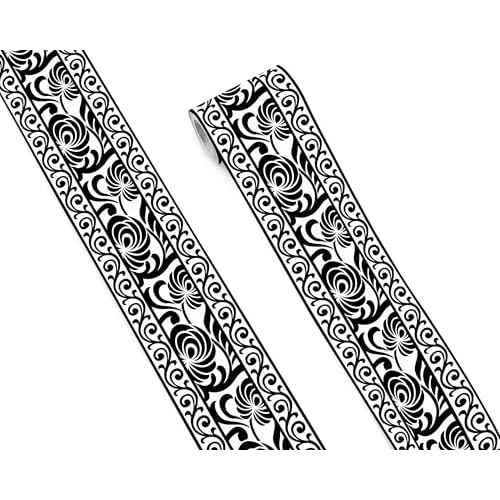 FLFK Mirror Border Peel and Stick - Black and White Wallpaper Borders Decal Trim Floral Pattern 4" x 240"
