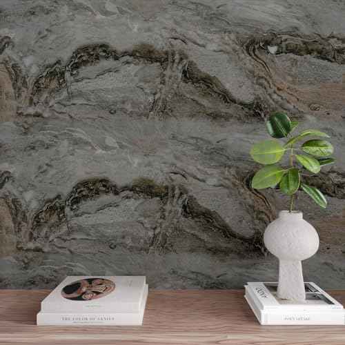 CHIHUT Dark Brown Matte Marble Contact Paper for Countertops Waterproof Marble Wallpaper Peel and Stick Countertops for Kitchen 12"x100" Thick Self Adhesive Contact Paper Decorative for Cabinets Walls