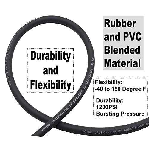 YOTOO Hybrid Lead-in Air Hose 1/2-Inch by 10-Feet 300 PSI Heavy Duty, Lightweight, Kink Resistant, All-Weather Flexibility with 3/8" Industrial Quick Coupler and Plug, Gray