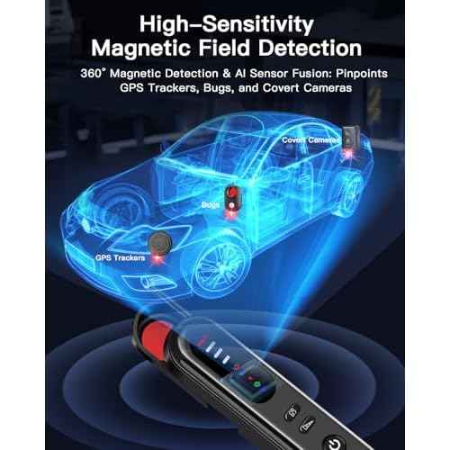 2025 6-in-1 Hidden Camera Detectors, Advanced Camera Detector, GPS Tracker Detector, 6 Mode Hidden Bug and Camera Detector for Travel, Car, Bathroom,Office, Hotel