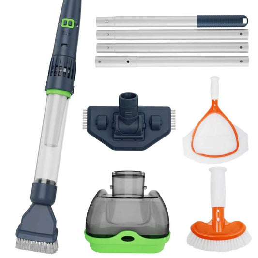 All in ONE Rechargeable Pool & Spa Vacuum 70 Mins Working for Hot Tub, Small Above Ground&Inground Pool, Magnetic Drive Tech, Spa Skimmer Net, Brush,25µm Ultra Fine Mesh Filter