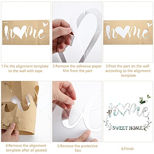 Kitchen Wall Stickers Kitchen The Heart of The Home 3D Acrylic Mirror Wall Decal Removable Quotes Sign Butterfly Heart Saying Decals DIY Art Decoration for Home Dining Room
