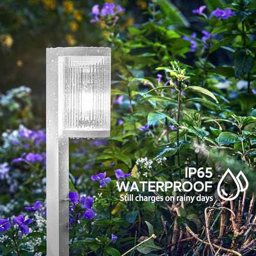 Solar Pathway Lights Outdoor, 6 Pack Upgraded Outdoor Solar Lights for Outside Super Bright Up to 12Hrs, IP65 Waterproof Solar Garden Lights for Yard Landscape Path Walkway Decor(Cool White)