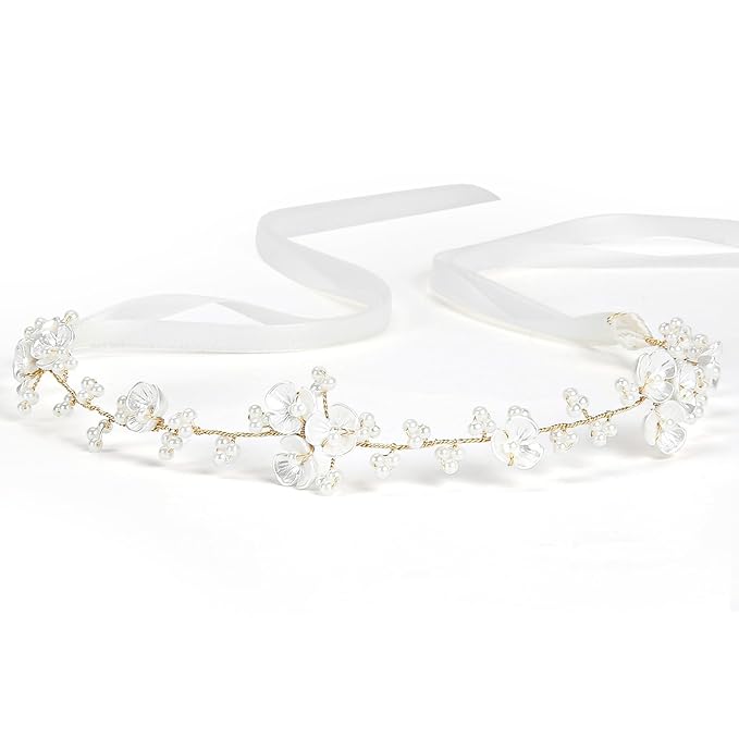 Tanfeine Flower Girl Hair Accessory, Pearl Headpiece for Girls and Women, Wedding, Birthday, Party, and First Communion