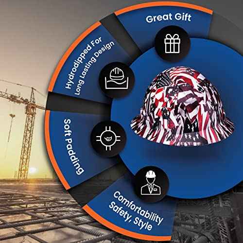 ACERPAL Full Brim Non-Vented Tattoo/Skull Design Matte Finish OSHA Hard Hat with 6-Point Suspension