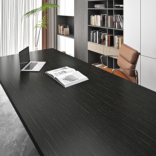 Livelynine Textured Black and Gold Wallpaper Peel and Stick Black and Gold Contact Paper for Cabinets Countertops Desk Covering Waterproof Renter Friendly Wallpaper for Bathroom Apartment 15.8X78.8