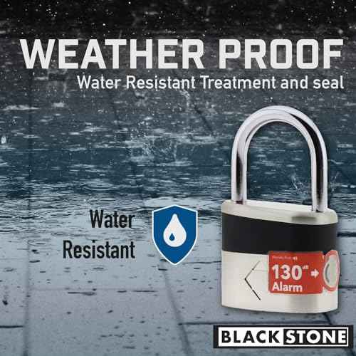 Blackstone Anti-Theft Loud 130db Alarm Padlock Weather Proof Heavy Duty Multi Purpose (10mm Shackle)