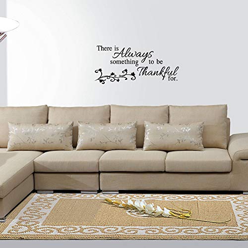 There is Always Something to be Thankful for - Pure Black Vinyl Decal Quotes Separated Letters Home D?cor Art Lettering Wall Sayings Inspirational Words Mural Motto