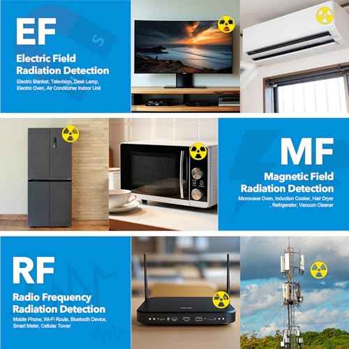 EMF Detector Meter Radiation Detector for Home Digital EMF Reader for Radio Frequency Radiation 5-in-1 EMF Meter for Electromagnetic Radiation EMF Tester for Cell Phone Ghost Hunting Equipment