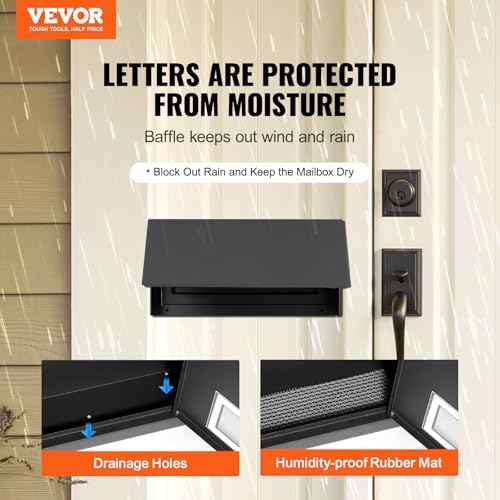 VEVOR Through The Door Key Drop Box, Heavy Duty Steel Through The Door Mailbox with 12" Combination Lock, Mail Drop Box, Black