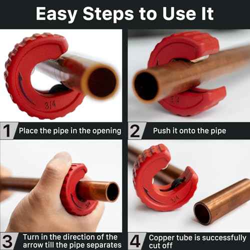3/4" Tube Cutter Copper Pipe Slice Zinc Alloy Body with 1 Replacement Cutting Wheel