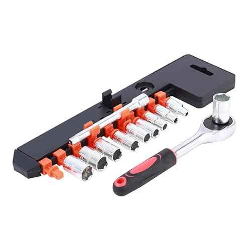 12-Piece 1/4" Ratchet Socket Wrench Set, Drive Socket Set of 10 4-13mm Socket Quick Release Ratchet Handles and Extensions