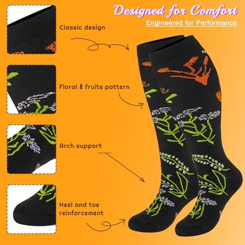 Plus Size Compression Socks for Women & Men 3 Pairs, Wide Calf Extra Large 20-30 mmHg Knee High Support Socks for Travel, Running, Nurse