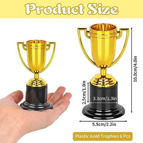 WINKIO Mini Trophies,Gold Trophy Award, Plastic Trophies for Kids, 4 Inch Trophy Cups, Award Trophies for Party Favors, Props, Rewards, Winning Prizes, Competitions Ceremony Parties Favor