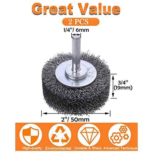 10 Pack Wire Wheel Brush Wire Wheel Brush for Drill Attachment, Rocaris 2 Inch Heavy Duty Wire Brushes Removal Paint Rust & Corrosion, 0.0118" Carbon Steel Wire, 1/4in Shank, 20000RPM