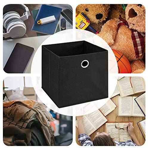 Black Storage Cube Bins 11x11x 11 Inch Cubes Organizer Storage Bins Foldable Fabric Strorage Boxes Collapsible Cubicle Storage Baskets Cloth Cube Inserts Storage Drawer for Cube Organizer QY-SC18-3