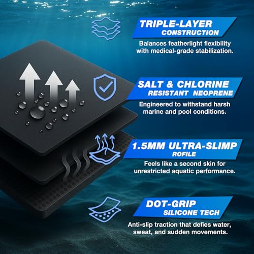 Nvorliy AquaSkin Pro Ankle Brace, Quick-Dry & Chlorine-Resistant Ankle Sleeve for Swimming, Surfing, Diving, Paddle Boarding & Aquatic Recovery–Ultra-Thin Support for Men & Women (Left, L)