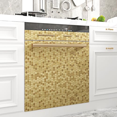 WESTICK Textured Gold Contact Paper Peel and Stick Countertops Waterproof Gold Vinyl Wallpaper Metallic Refrigerator Wrap Removable Copper Wall Paper for Appliance Cabinets Fridege 15.8" x 80"