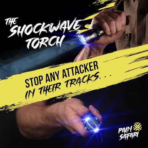 2-in-1 Stun Gun Flashlight | Rechargeable Stun Gun for self Defense Men Women | Shockwave Mini Tactical Stungun | Palm-Sized | 150-Lumen, 9,000 Volts to Deter Attackers