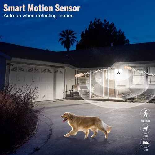 Battery Powered Motion Sensor Security Light(2 Pack),5000K 1000LM High Brightness,6 -Month Battery Life,No Wiring Installation,49FT Sensing Distance,Indoors or Outdoor Used