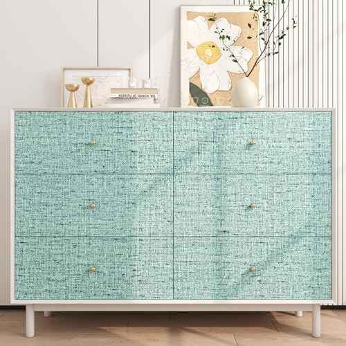 FunStick Light Teal Green Grasscloth Peel and Stick Wallpaper Textured Removable Renter Friendly Wall Paper for Bedroom Bathroom Walls Blue Aqua Green Kitchen Cabinet Contact Paper Waterproof 16"x80"