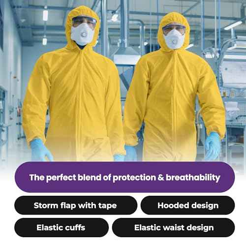 AXEL Yellow Hazmat Suits Disposable | 8 Size Options | 1 Pack, 5 Pack, or 20 Pack | Breathable Protective Coveralls with Hood